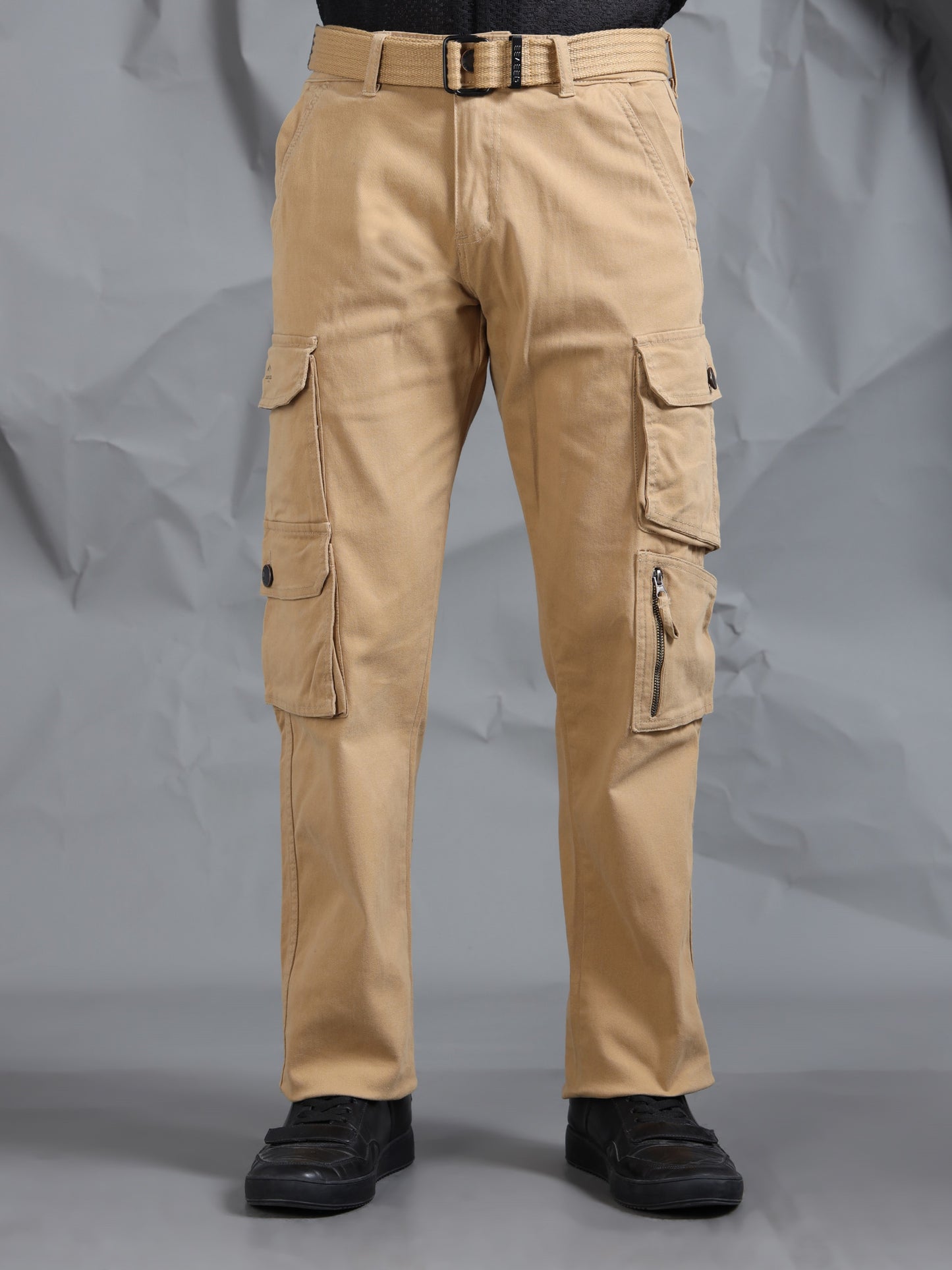 Cotton Lycra Khaki  Cargo Pant with 8 Pockets