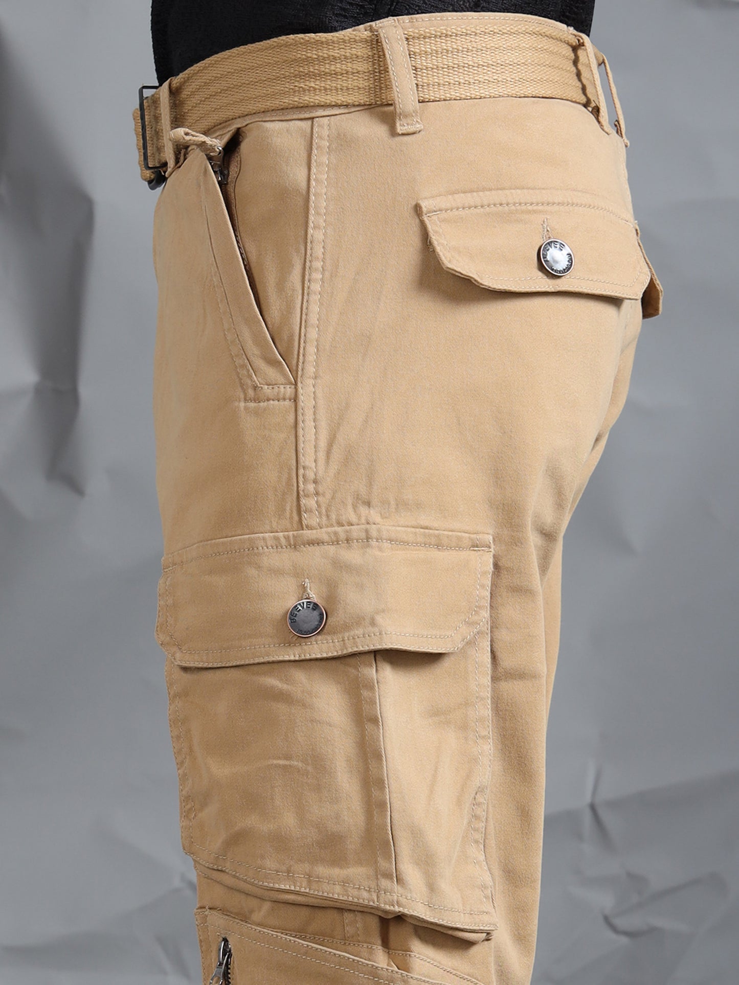 Cotton Lycra Khaki  Cargo Pant with 8 Pockets