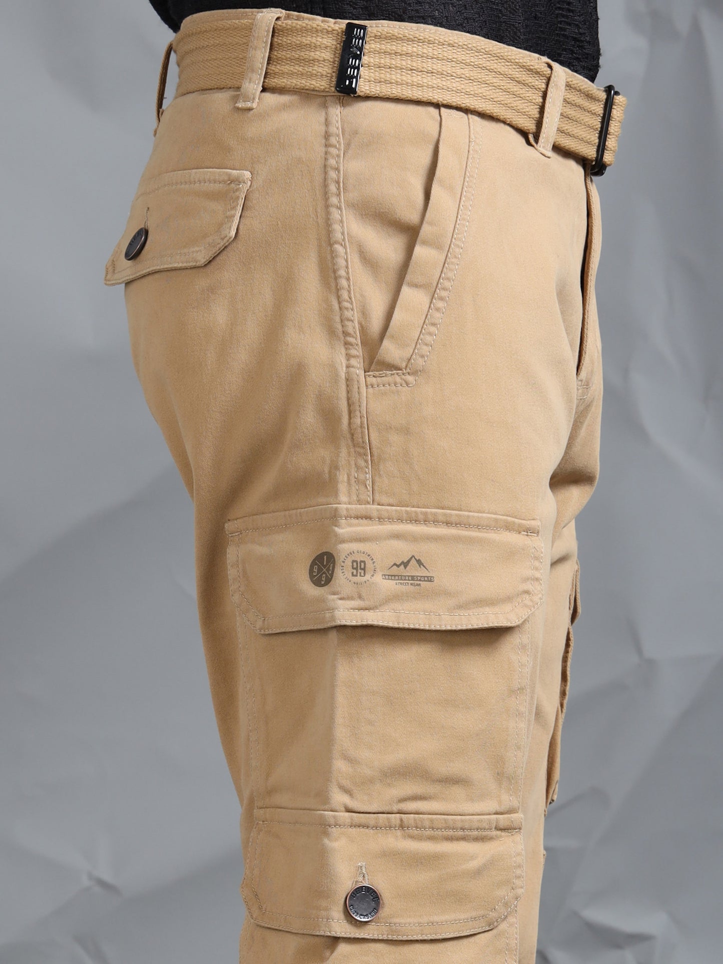 Cotton Lycra Khaki  Cargo Pant with 8 Pockets