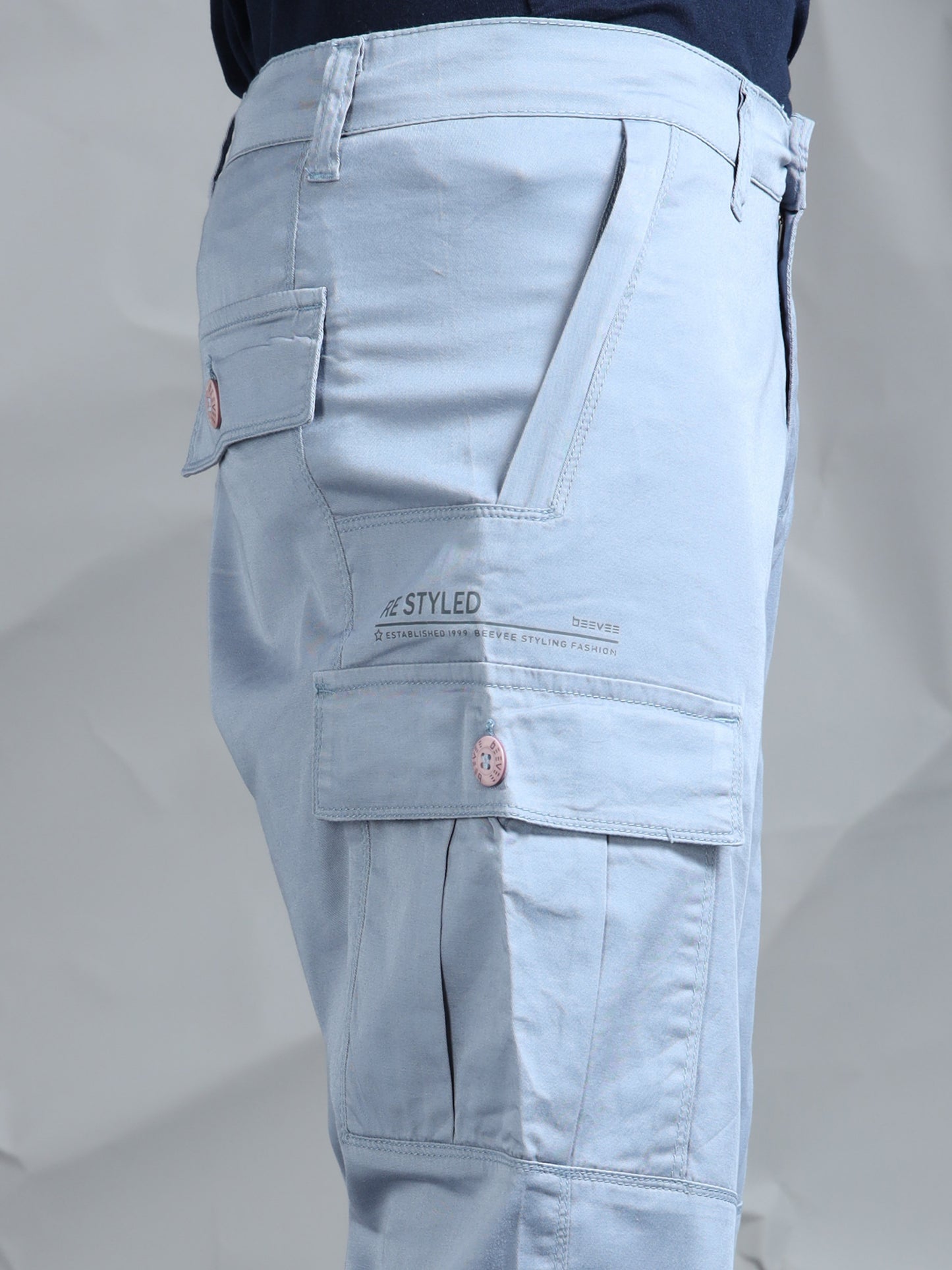 Cotton Lycra M Blue  Cargo Pant with 6 Pockets
