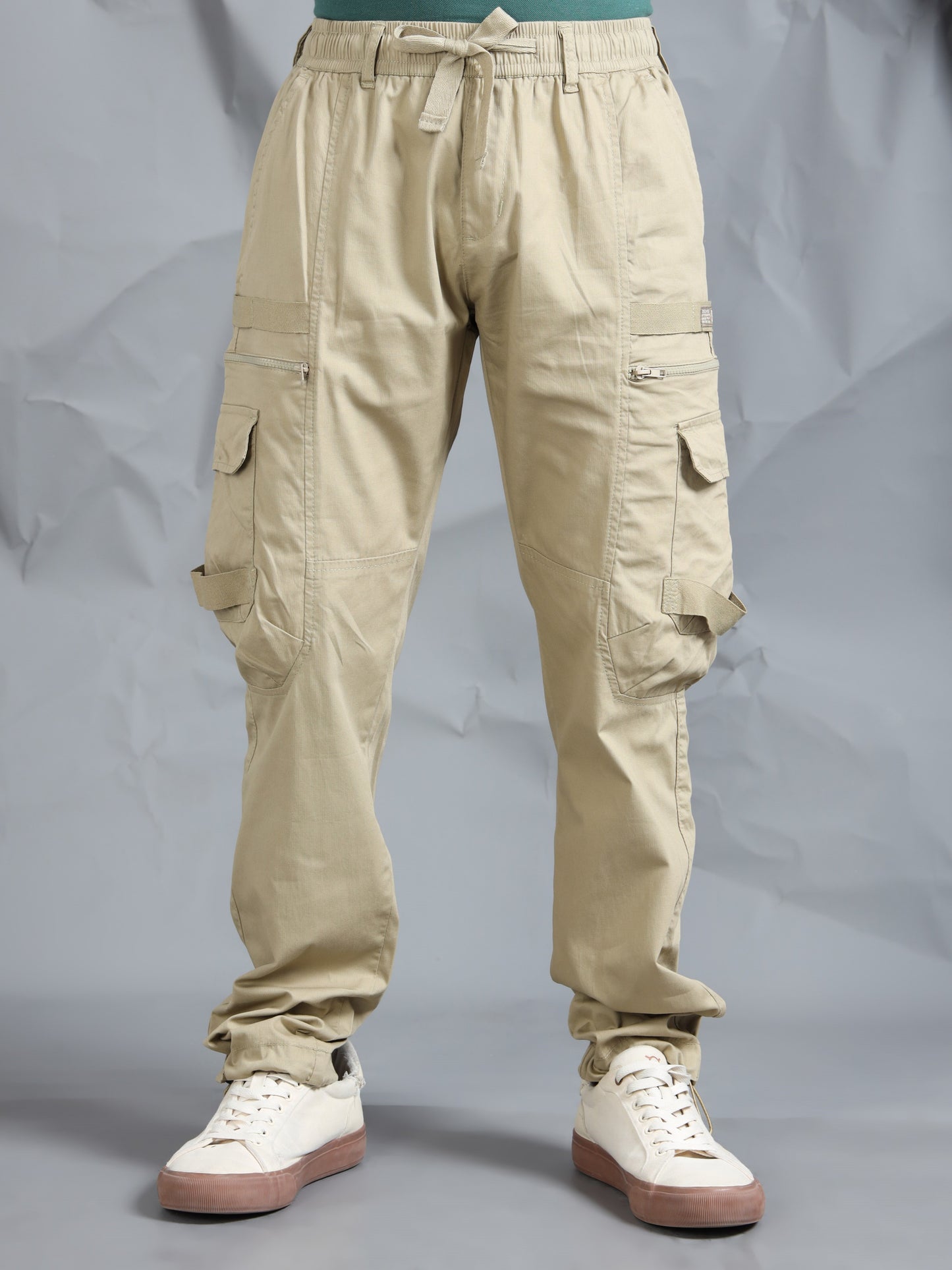 Cotton Blend  Khaki Cargo Pant with 6 Pockets