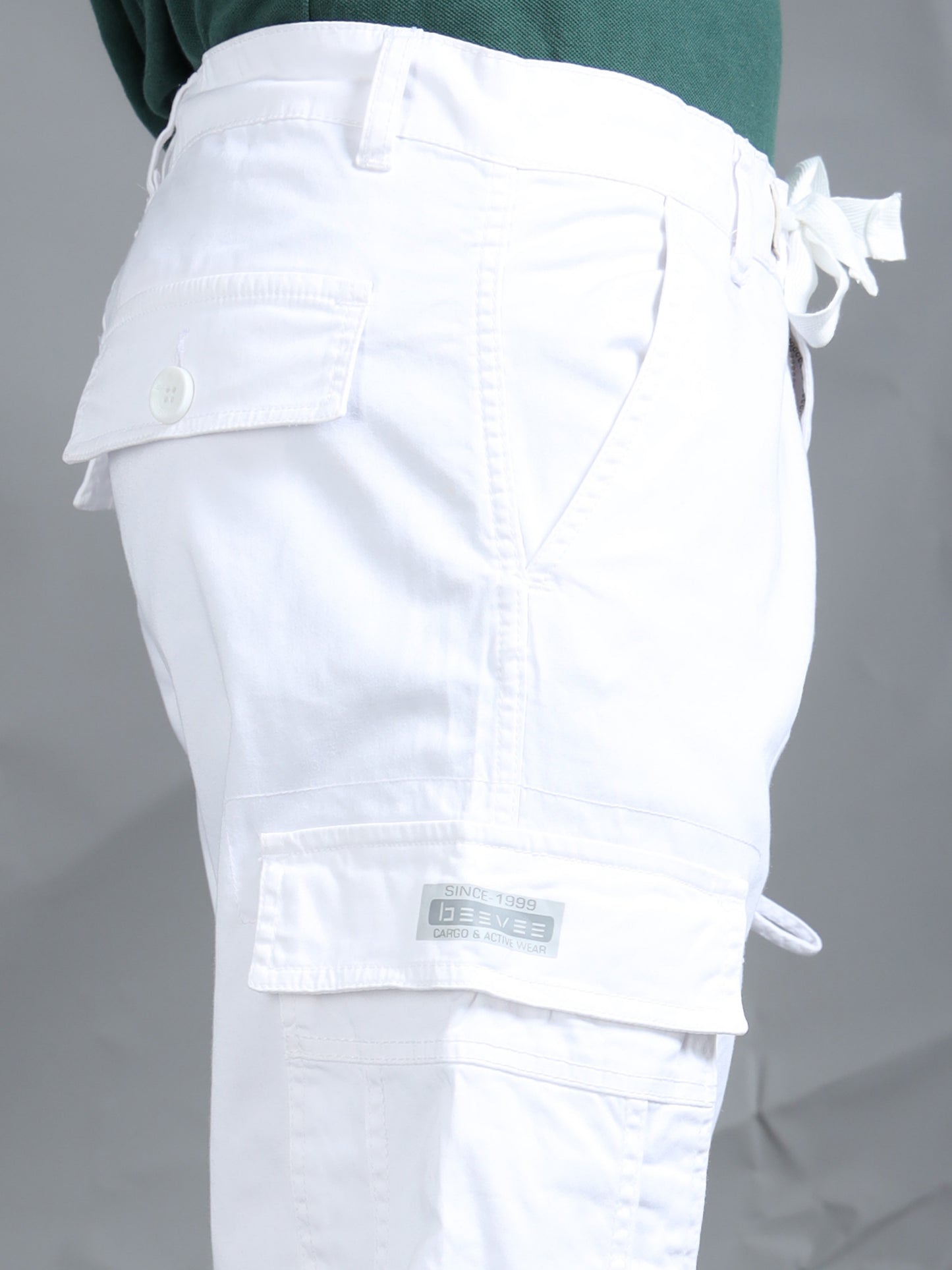 Cotton Lycra White  Cargo Pant with 8 Pockets