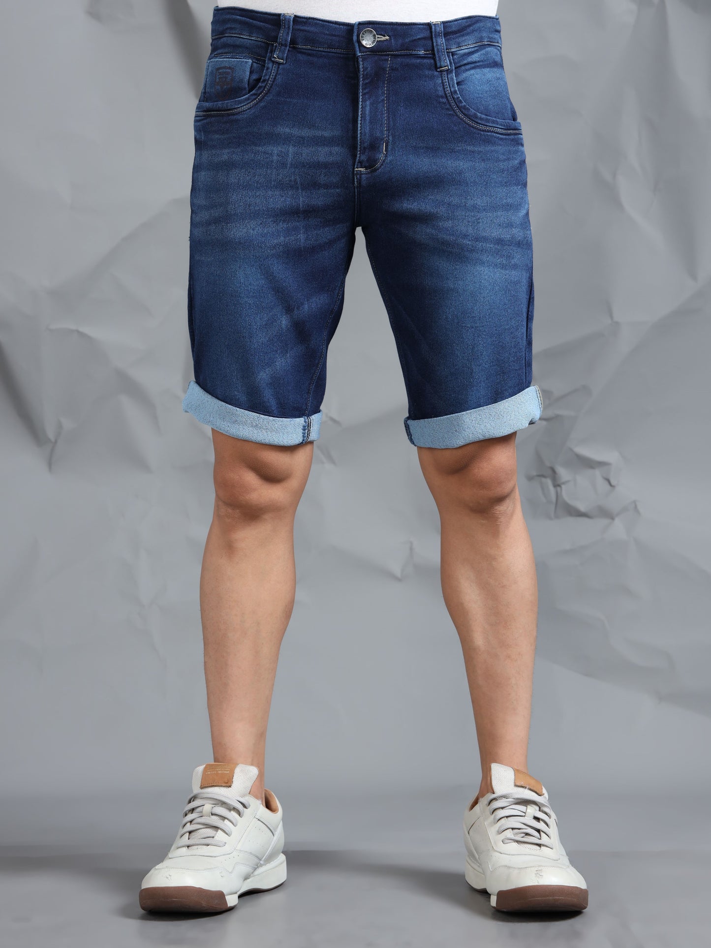 Dark Blue Stretchable Denim Shorts