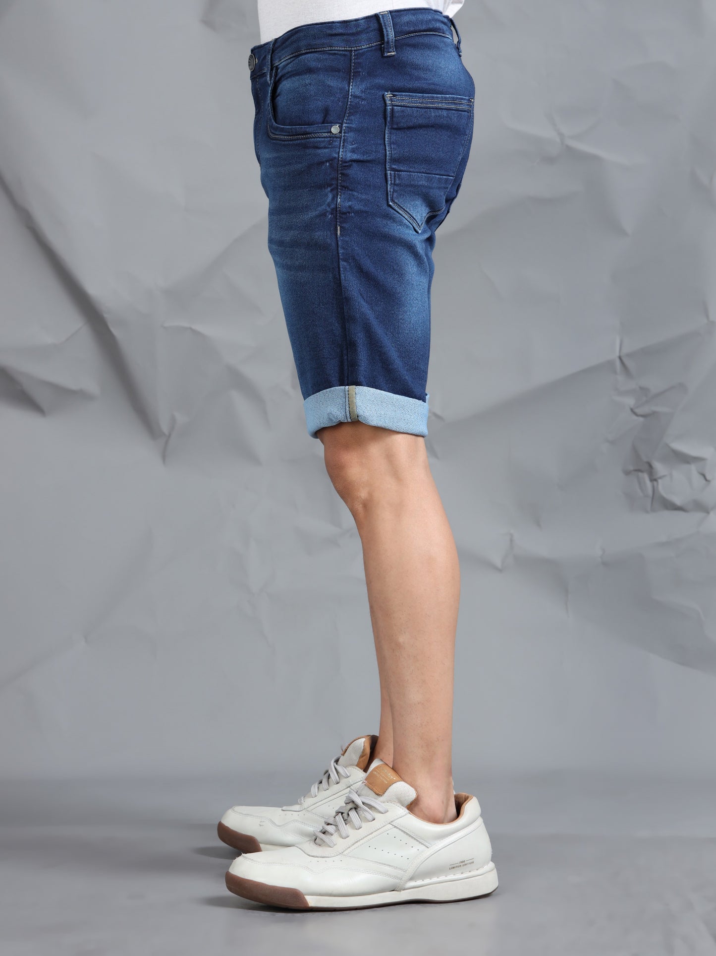 Dark Blue Stretchable Denim Shorts