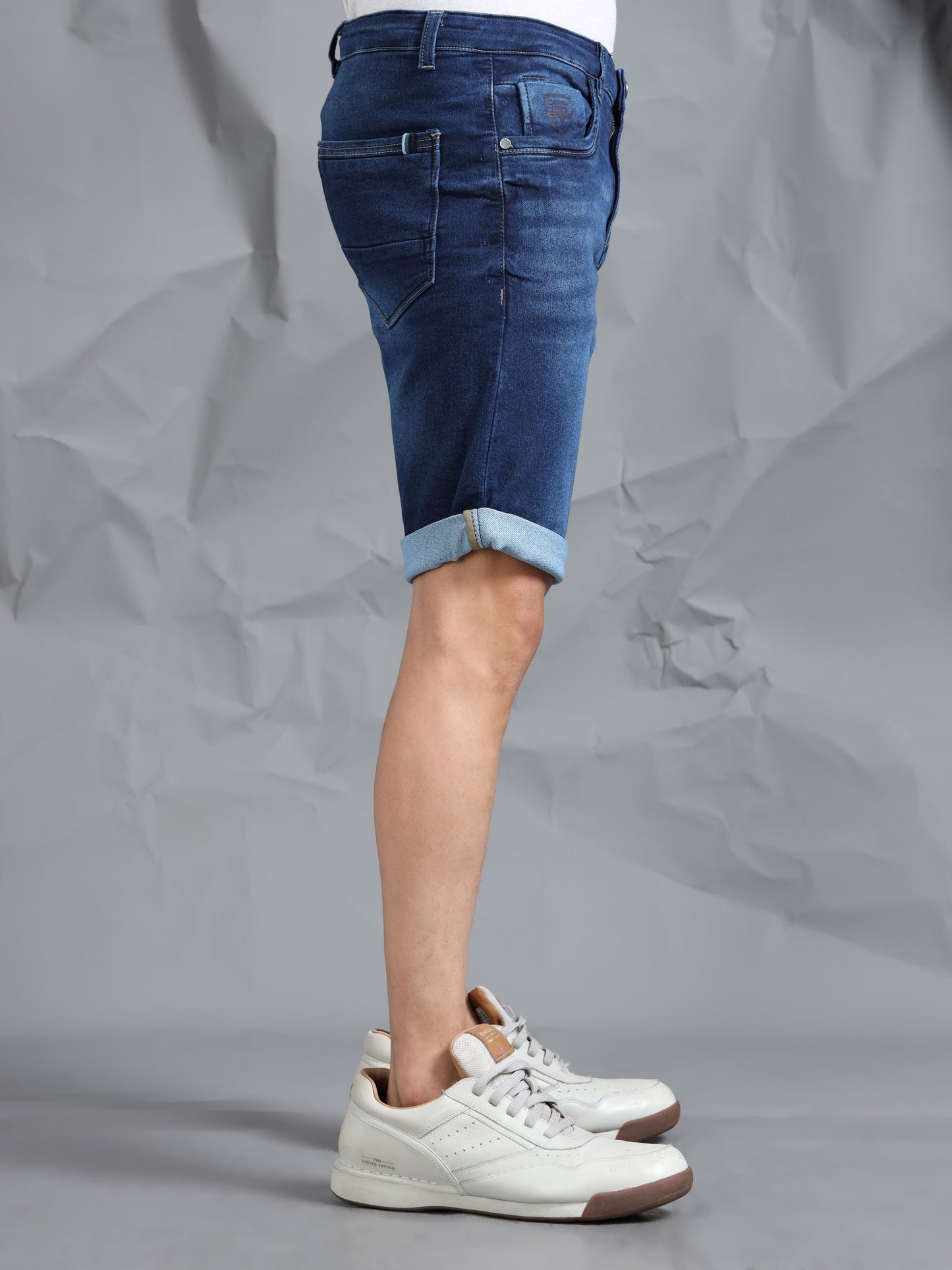 Dark Blue Stretchable Denim Shorts