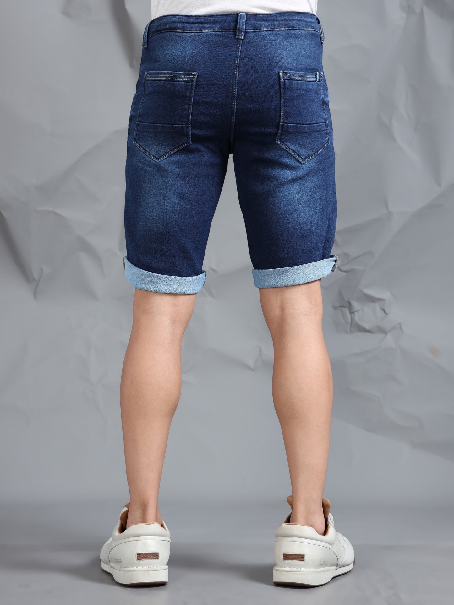 Dark Blue Stretchable Denim Shorts