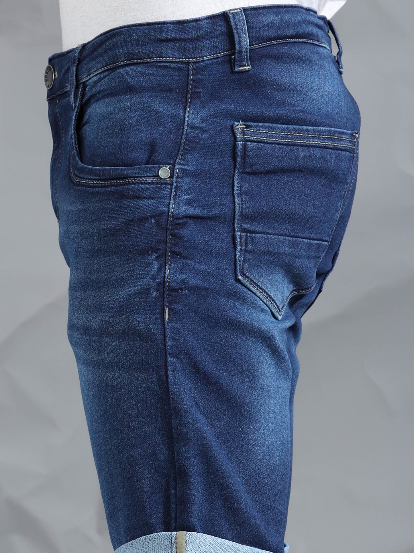 Dark Blue Stretchable Denim Shorts
