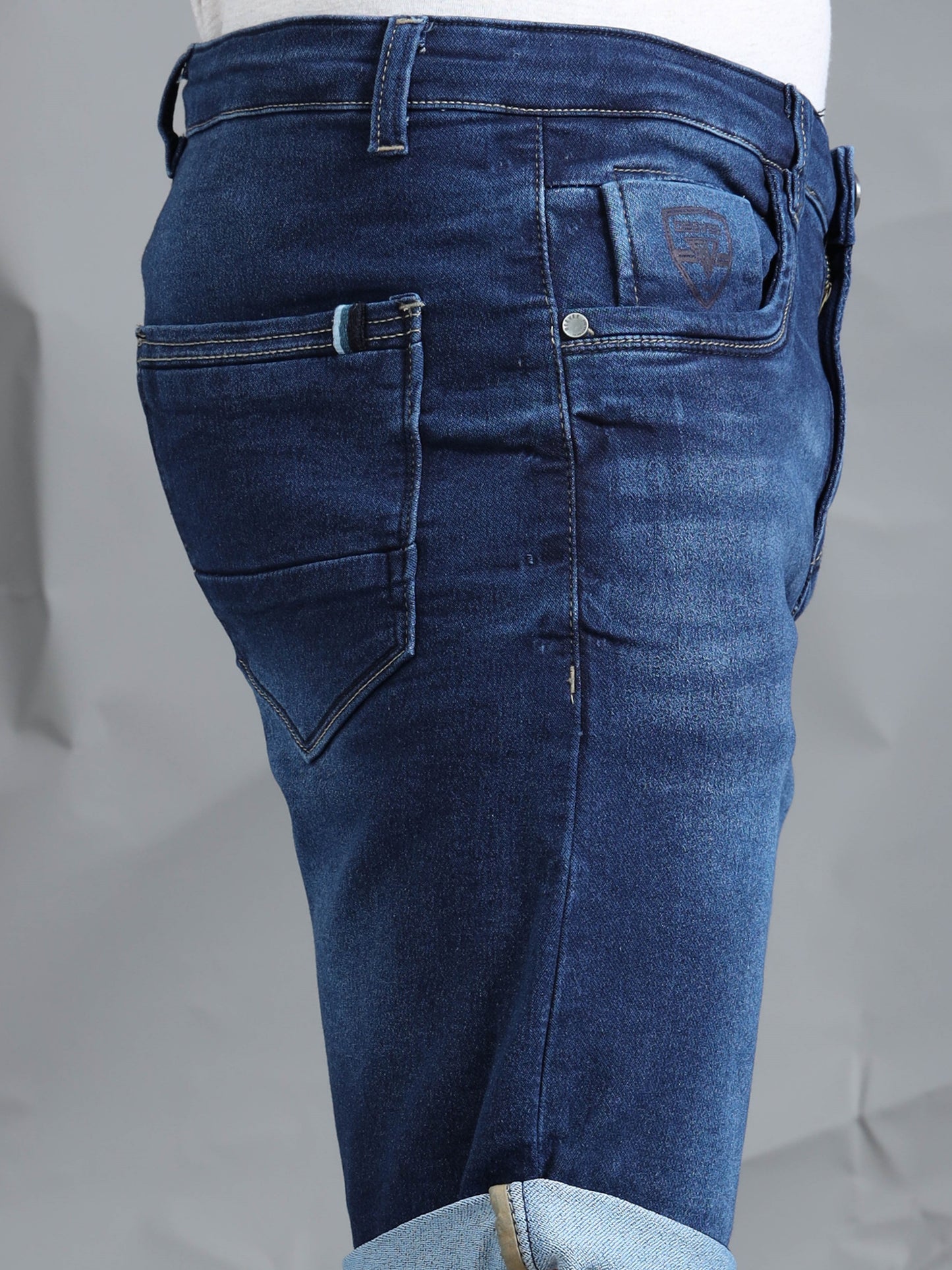 Dark Blue Stretchable Denim Shorts