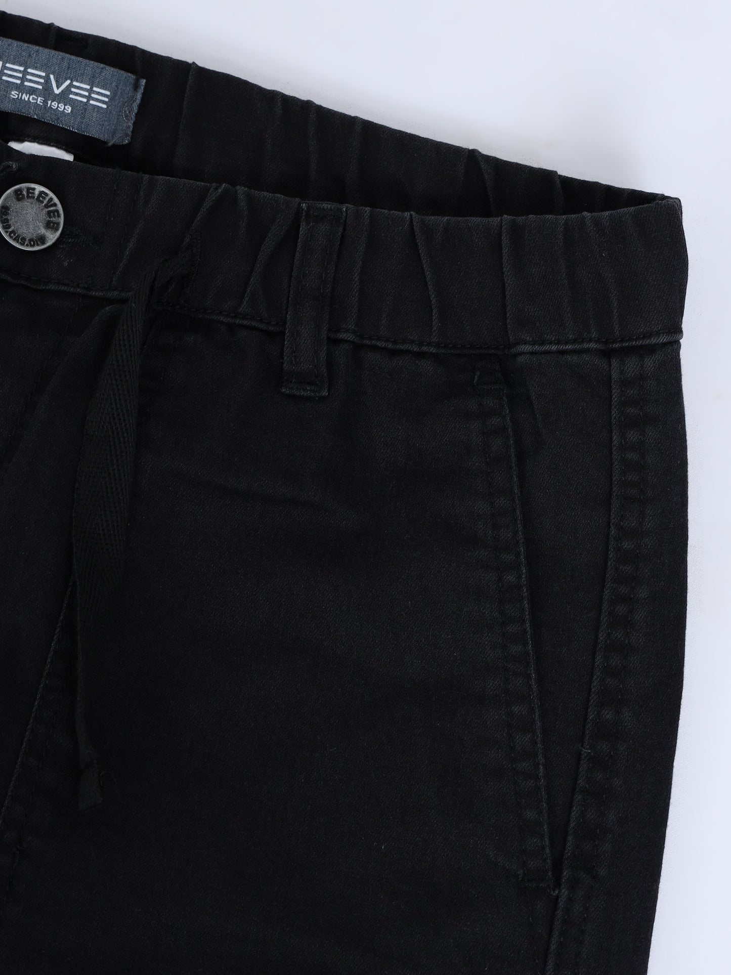 Black Denim Cotton Blend Solid Mid Rise Pyjama