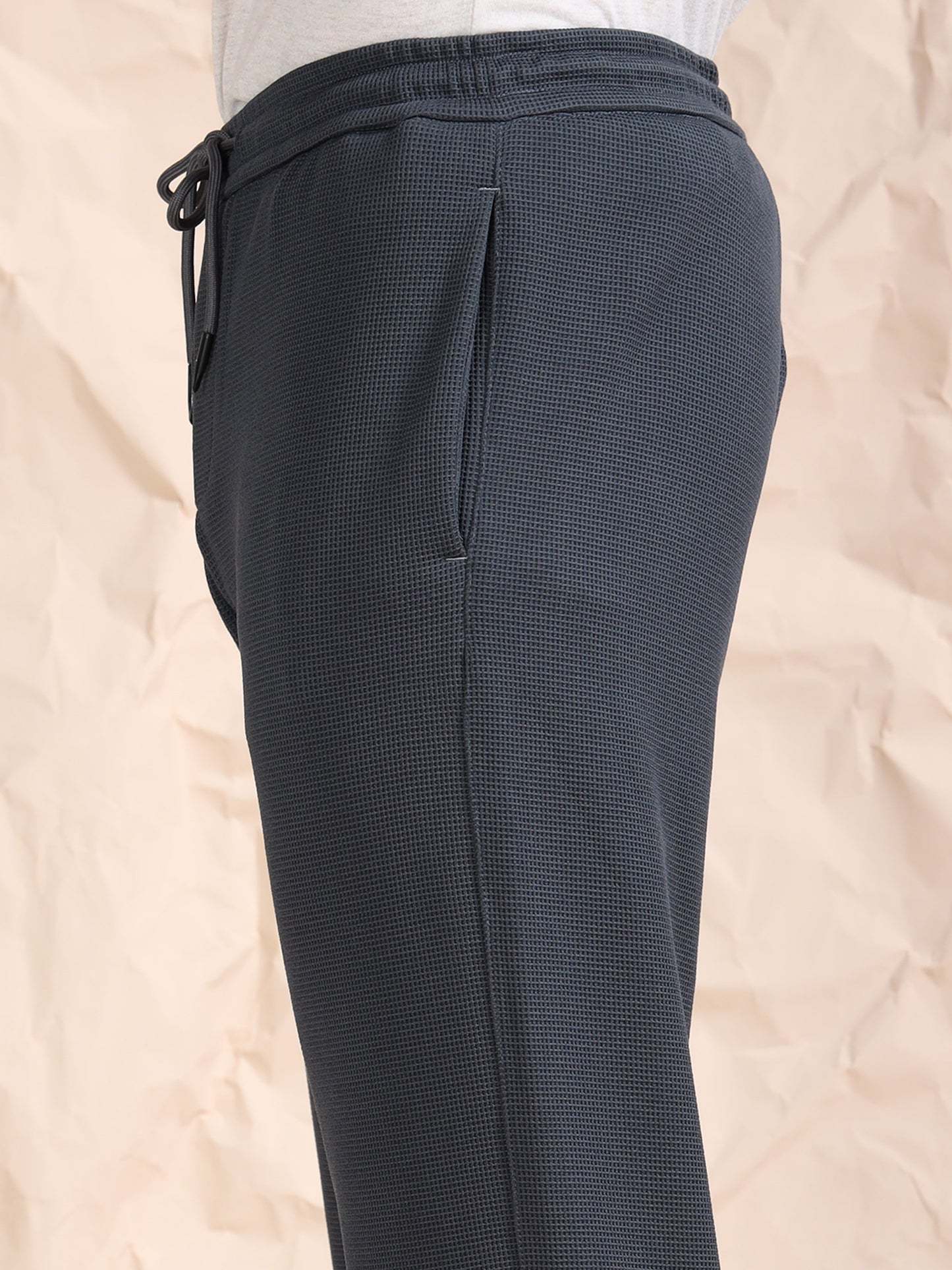 Grey Waffle Structured Track Pant