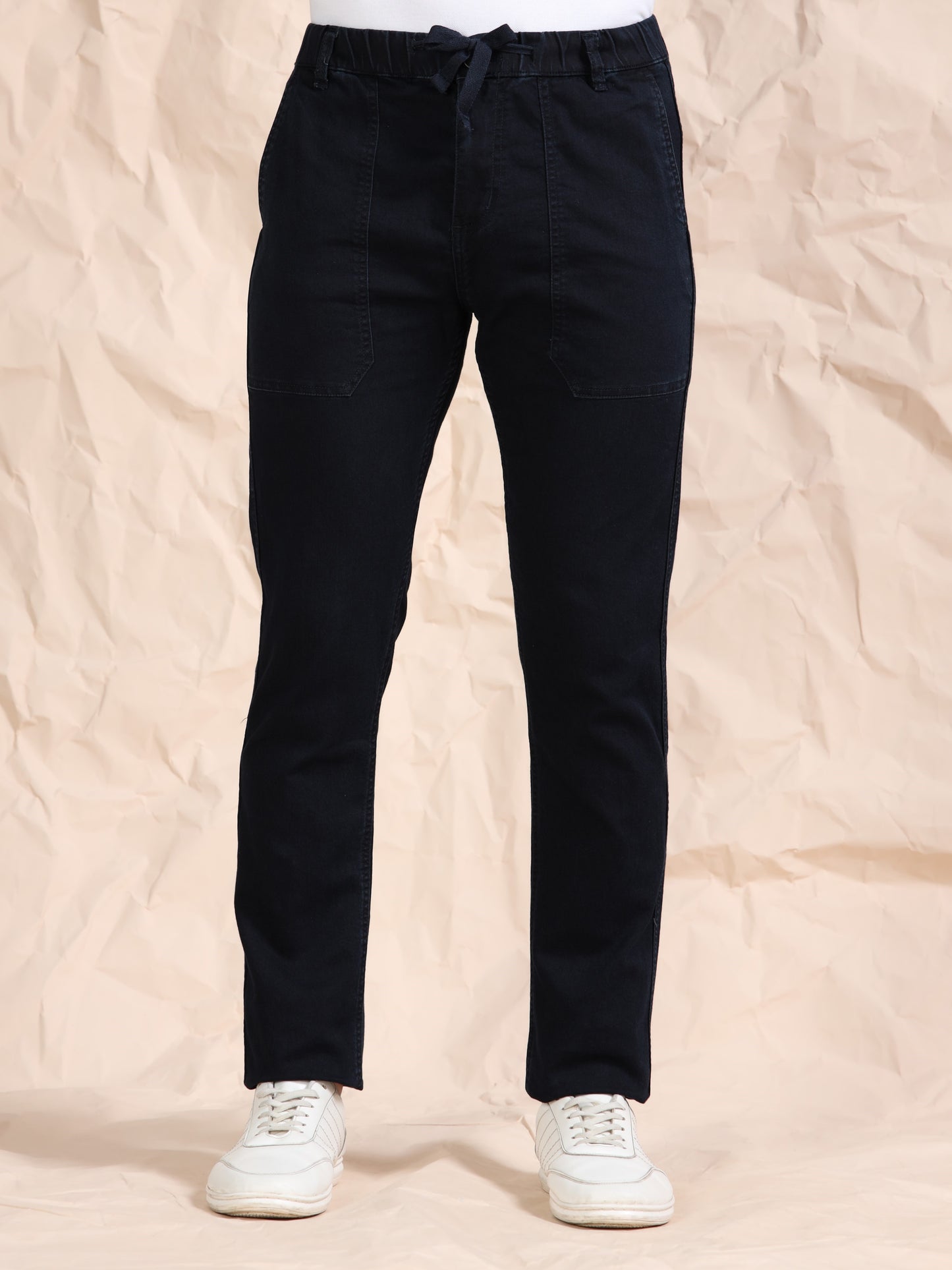 Indigo Denim Cotton Blend Solid Mid Rise Pyjama