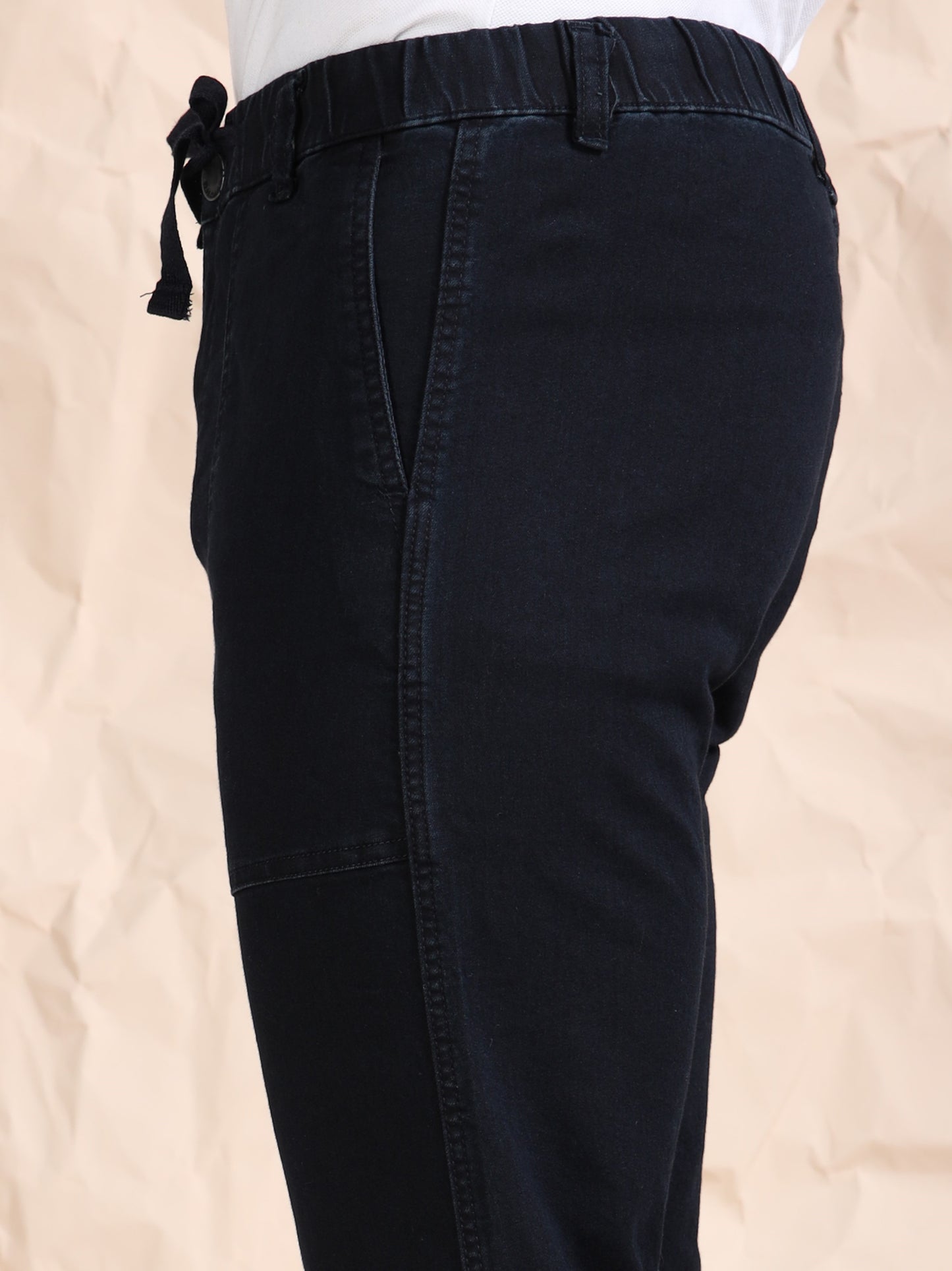 Indigo Denim Cotton Blend Solid Mid Rise Pyjama