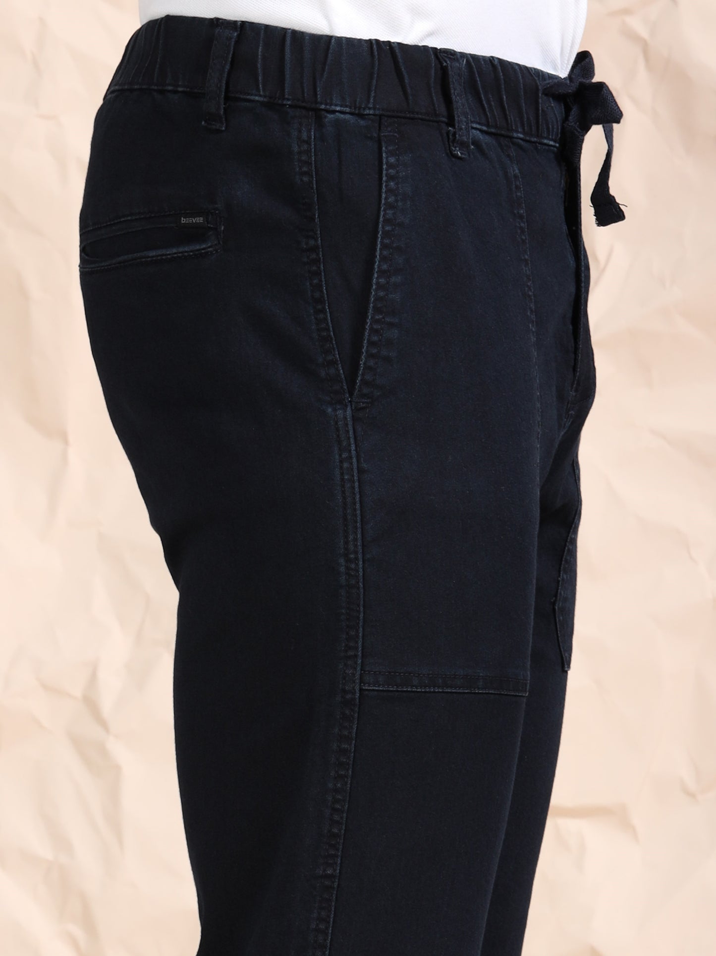 Indigo Denim Cotton Blend Solid Mid Rise Pyjama
