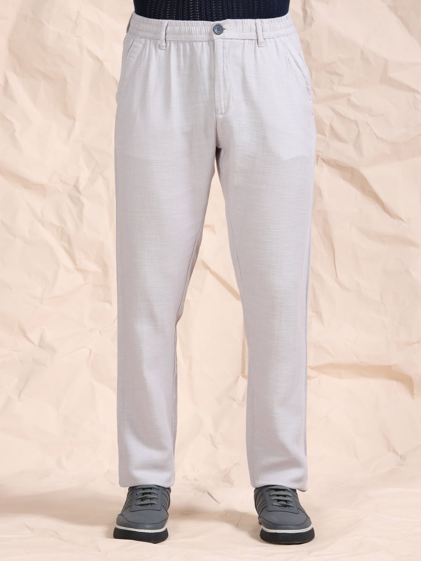Stone Cotton Linen Solid Mid Rise Pyjama