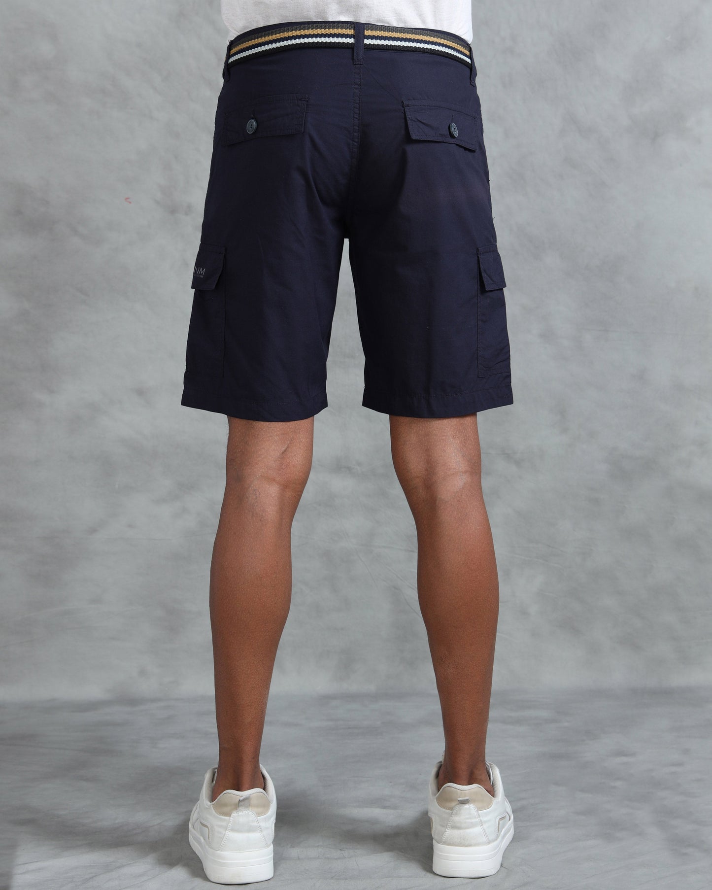 Men Navy Casual Shorts with Belt