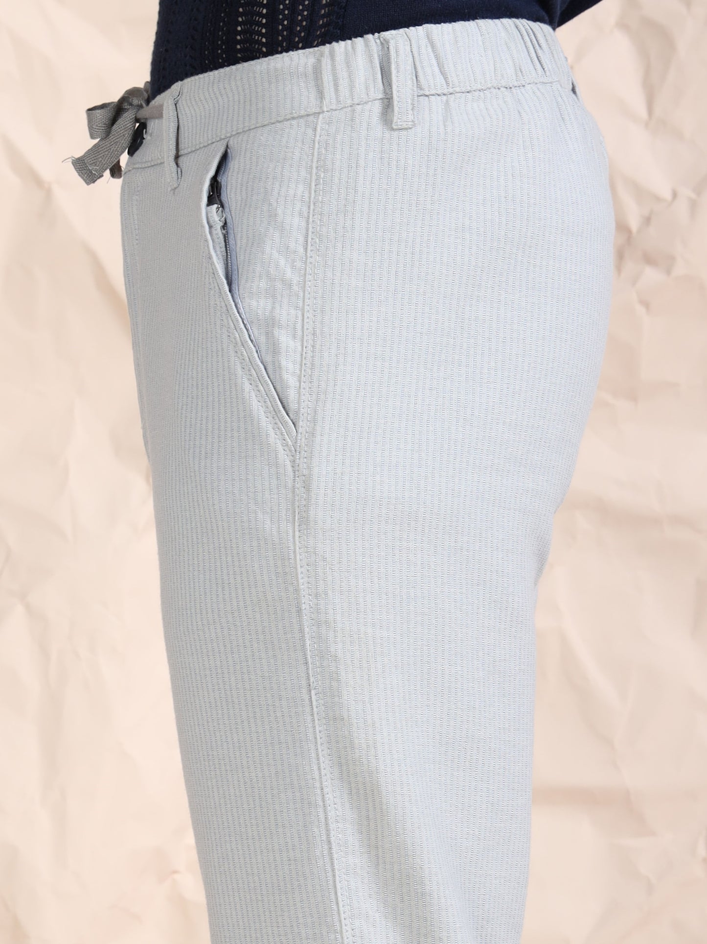DK Grey Cotton Striped Mid Rise Pyjama