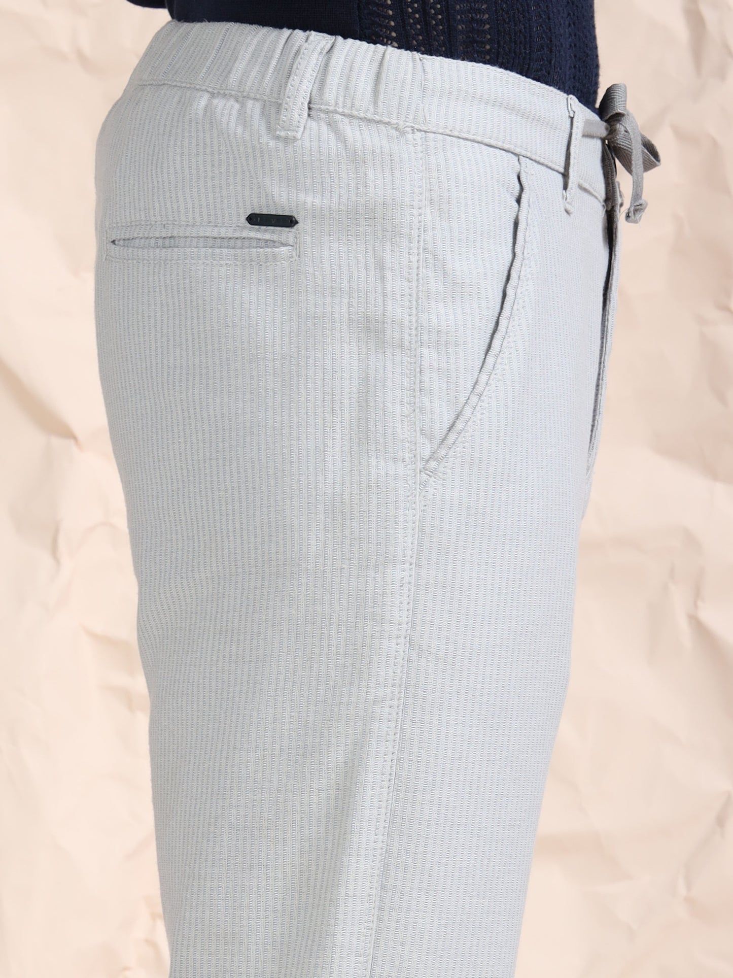 DK Grey Cotton Striped Mid Rise Pyjama