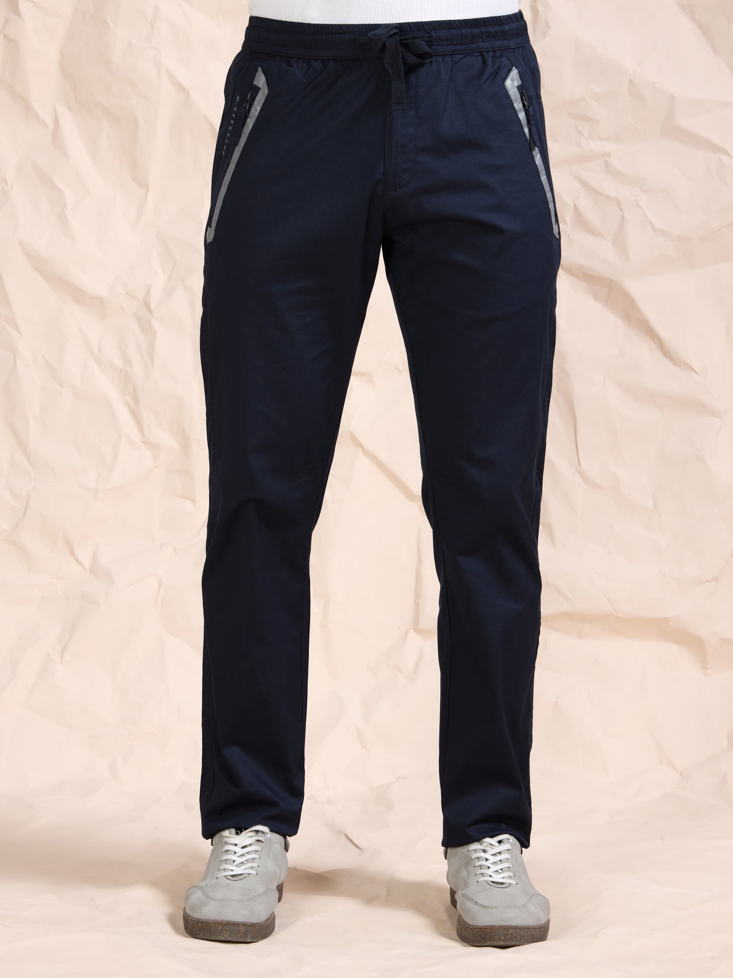 Navy Regular Fit Cotton Lycra Solid Pyjama