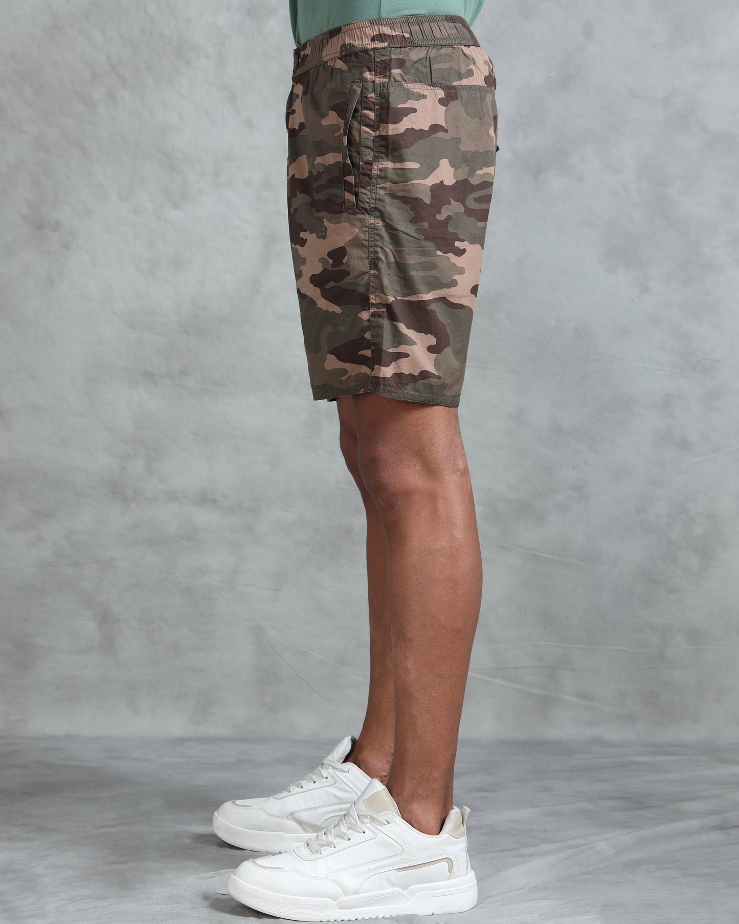 Men Brown Military Camouflage Printed Shorts