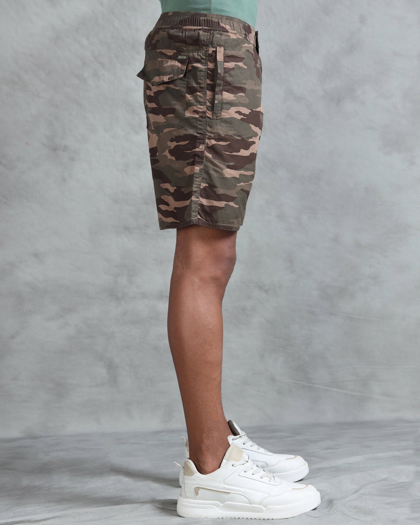 Men Brown Military Camouflage Printed Shorts