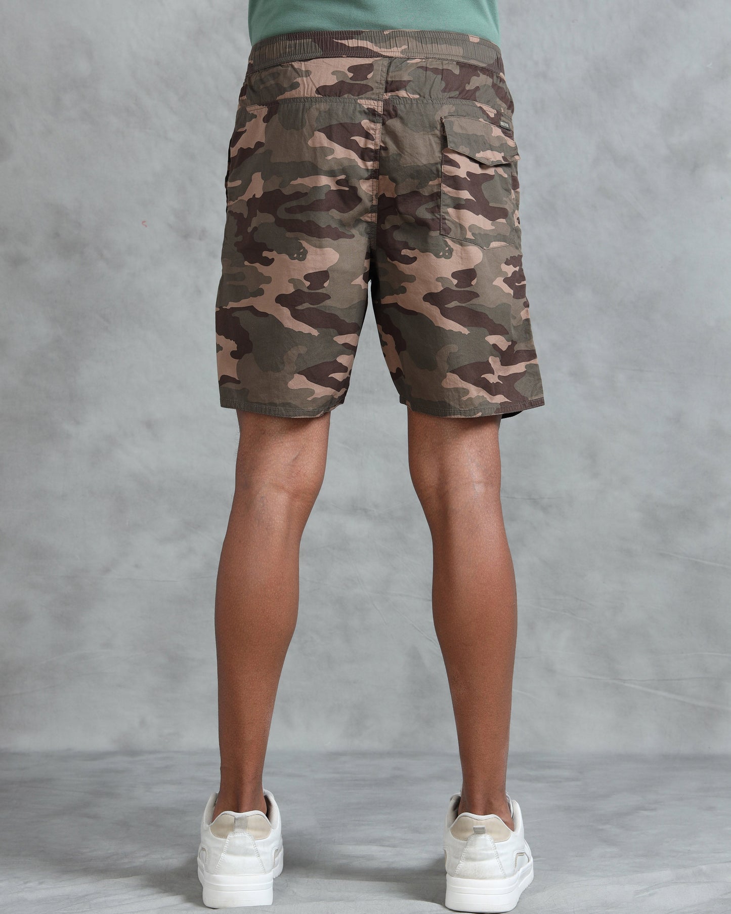 Men Brown Military Camouflage Printed Shorts