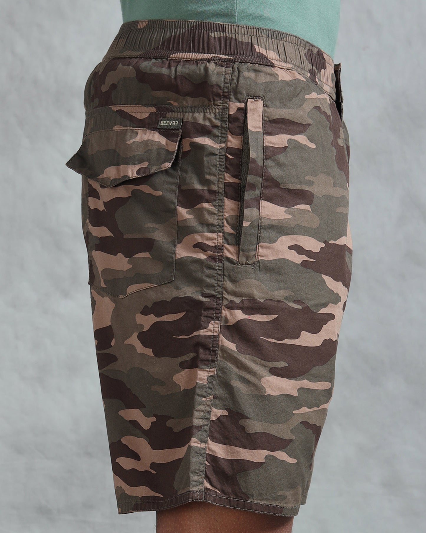 Men Brown Military Camouflage Printed Shorts