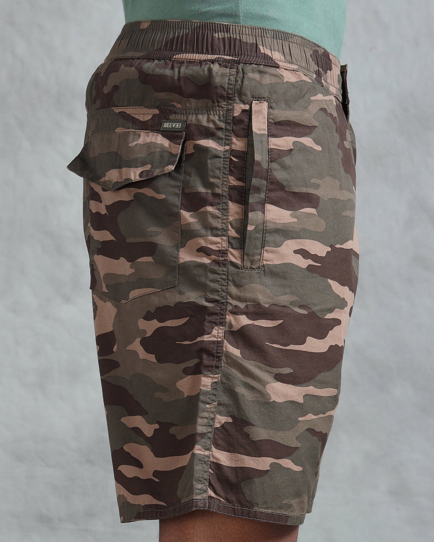 Men Brown Military Camouflage Printed Shorts