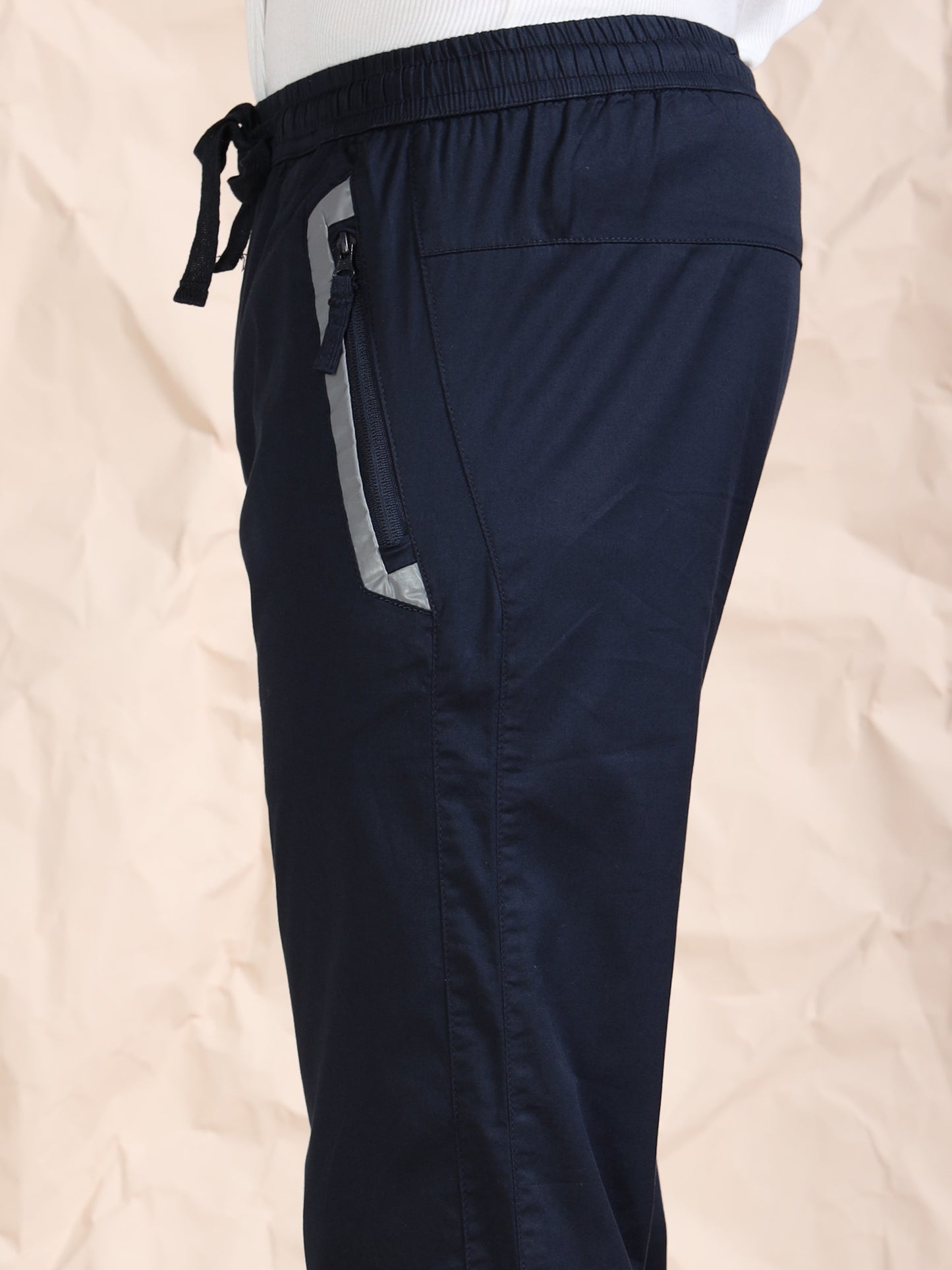 Navy Regular Fit Cotton Lycra Solid Pyjama