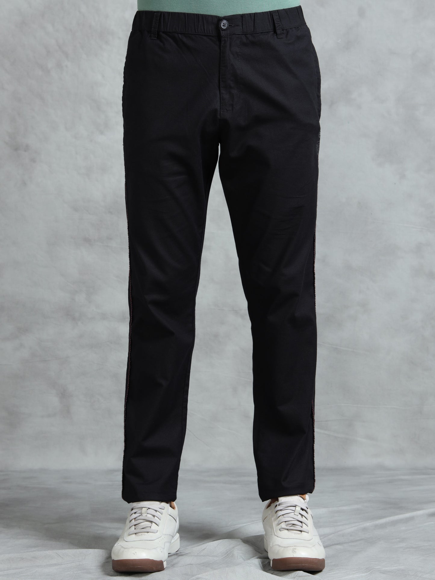 Black Cotton Lycra Solid Pyjama
