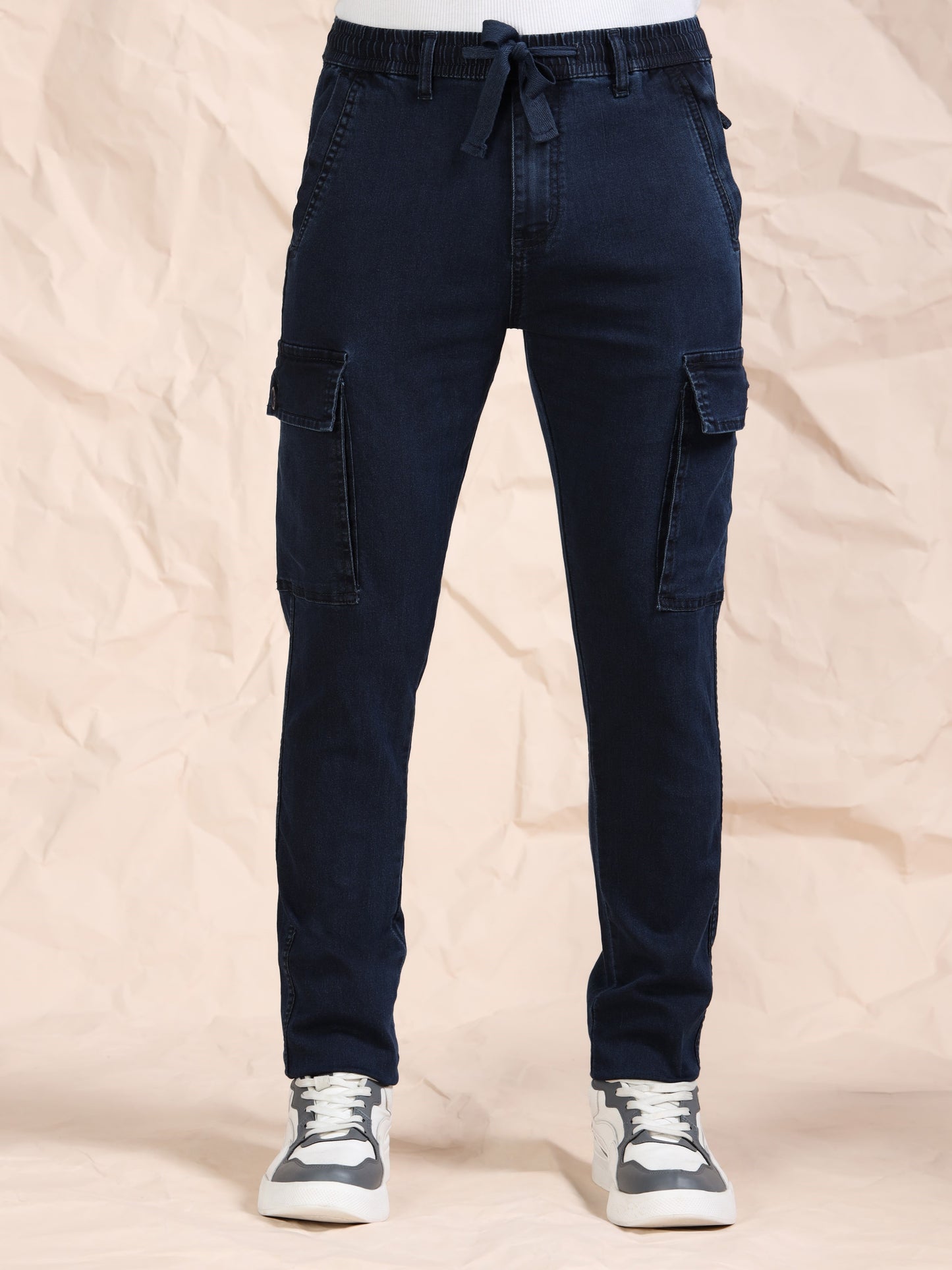 Dark Blue  Solid Cotton Pyjama