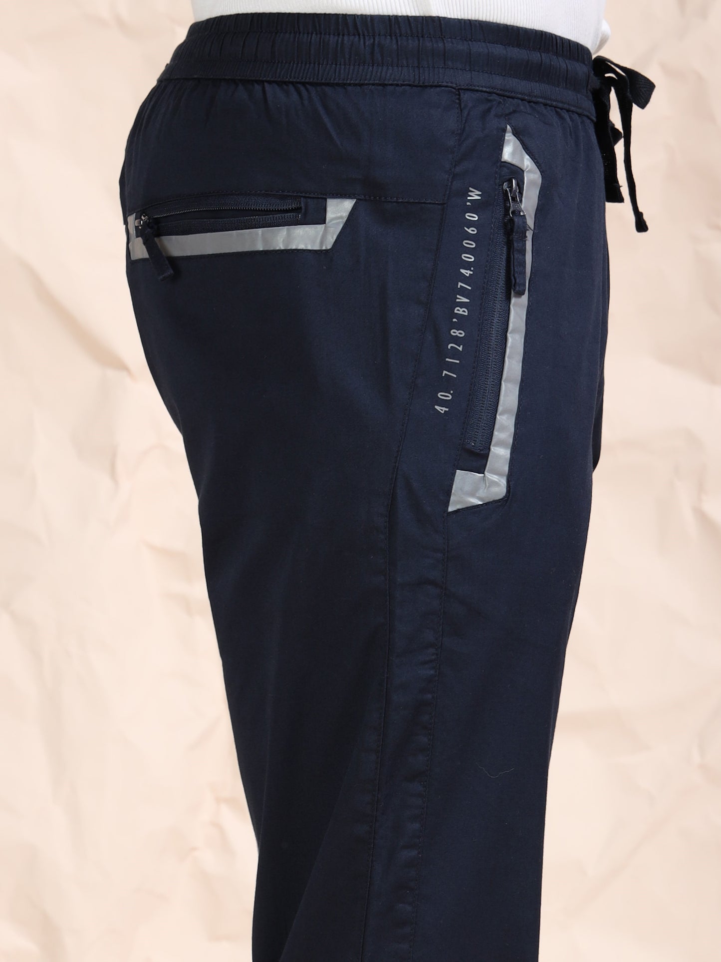 Navy Regular Fit Cotton Lycra Solid Pyjama