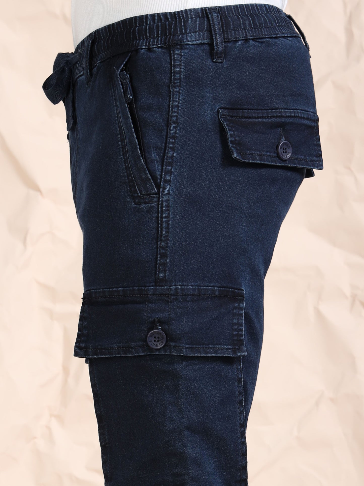 Dark Blue  Solid Cotton Pyjama