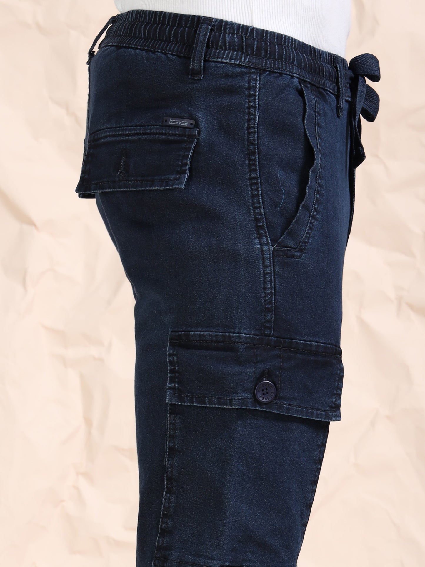 Dark Blue  Solid Cotton Pyjama