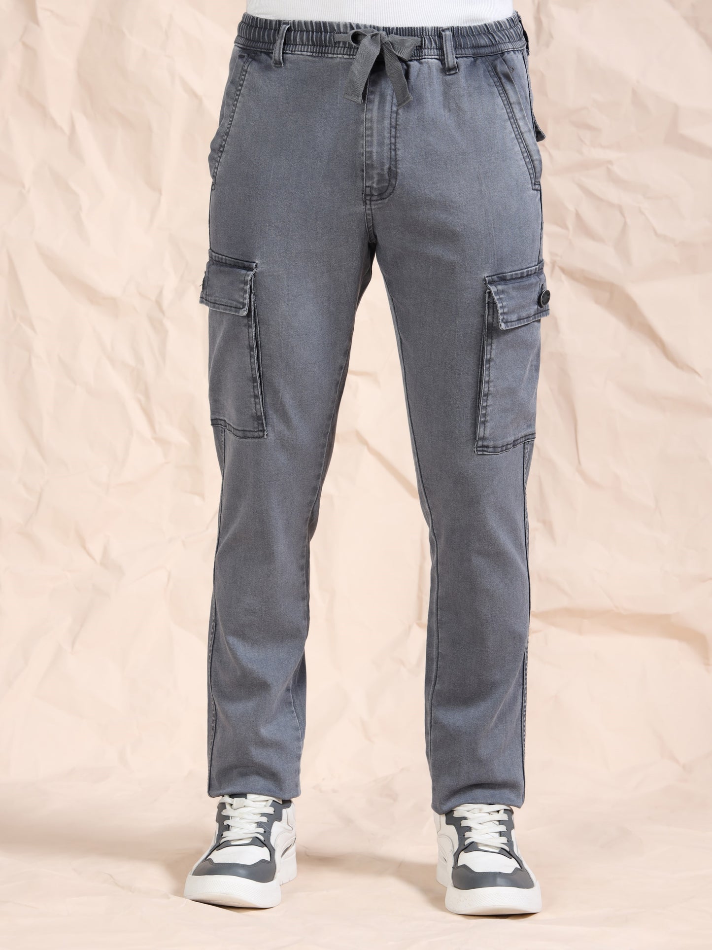 Grey  Solid Cotton Pyjama