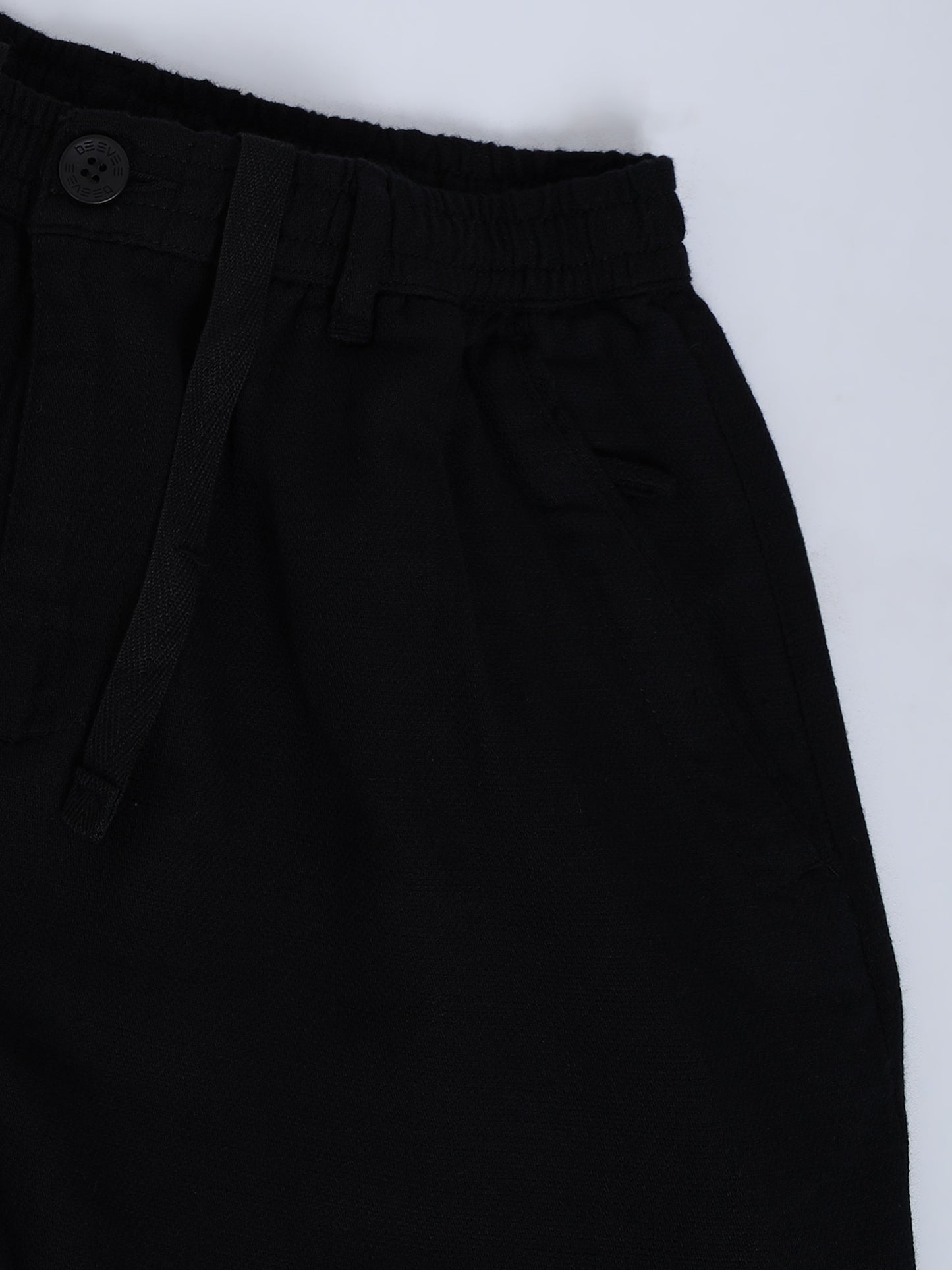 Black Cotton Linen Solid Mid Rise Pyjama