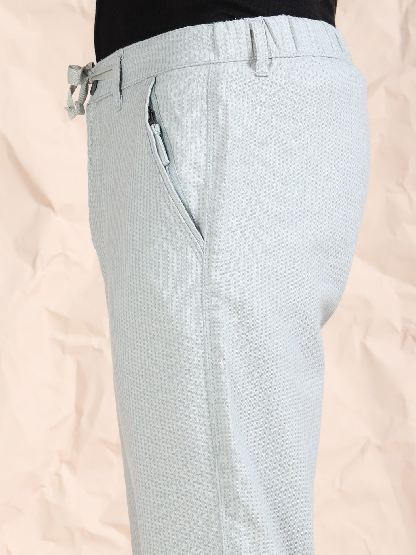 Green Cotton Striped Mid Rise Pyjama