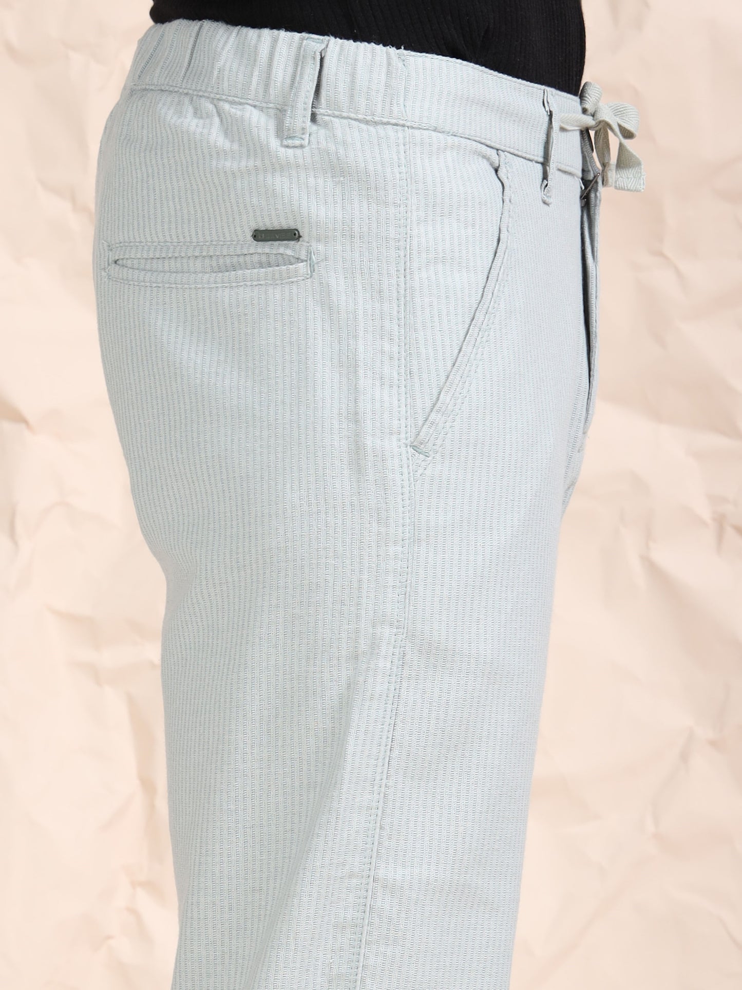 Green Cotton Striped Mid Rise Pyjama