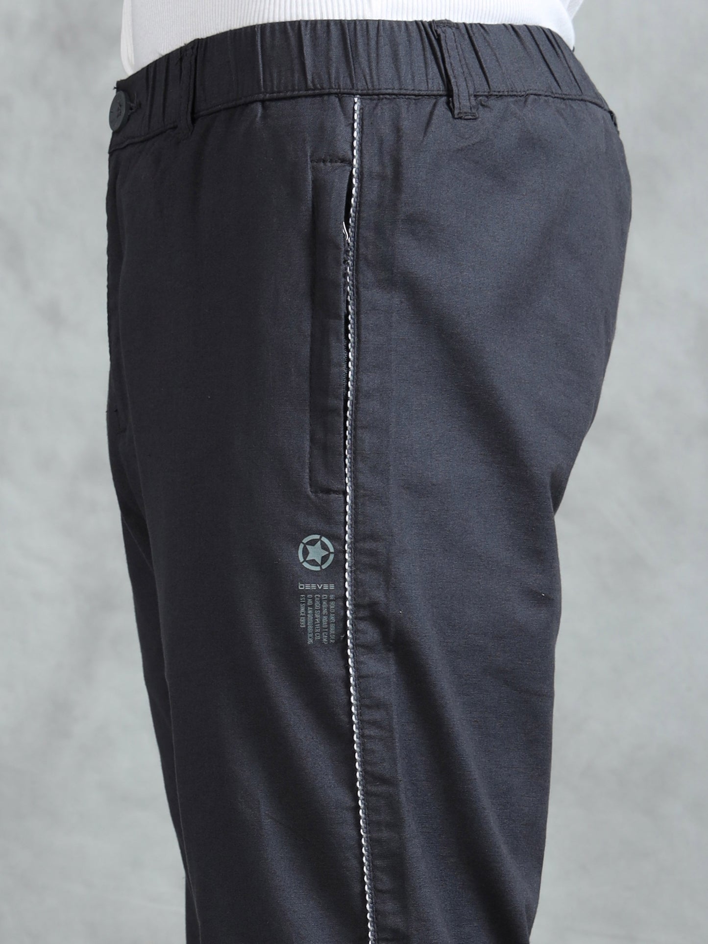 Grey Cotton Lycra Solid Pyjama