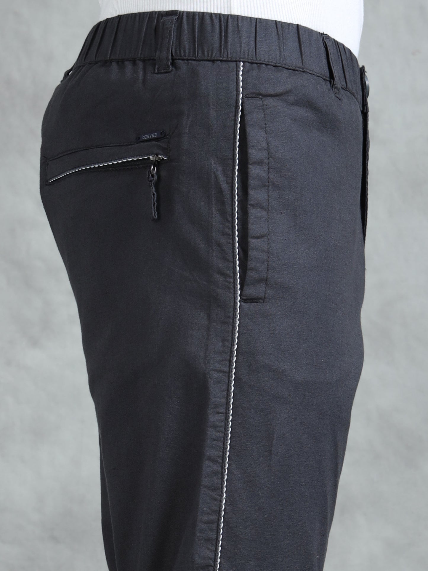 Grey Cotton Lycra Solid Pyjama