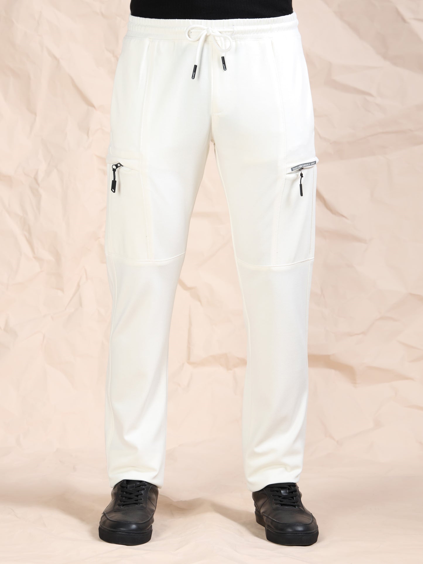 Stretchable Light White Track Pant