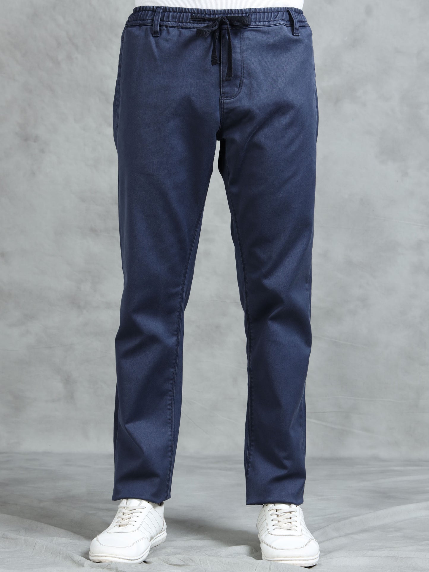 Navy Cotton Lycra Solid Pyjama