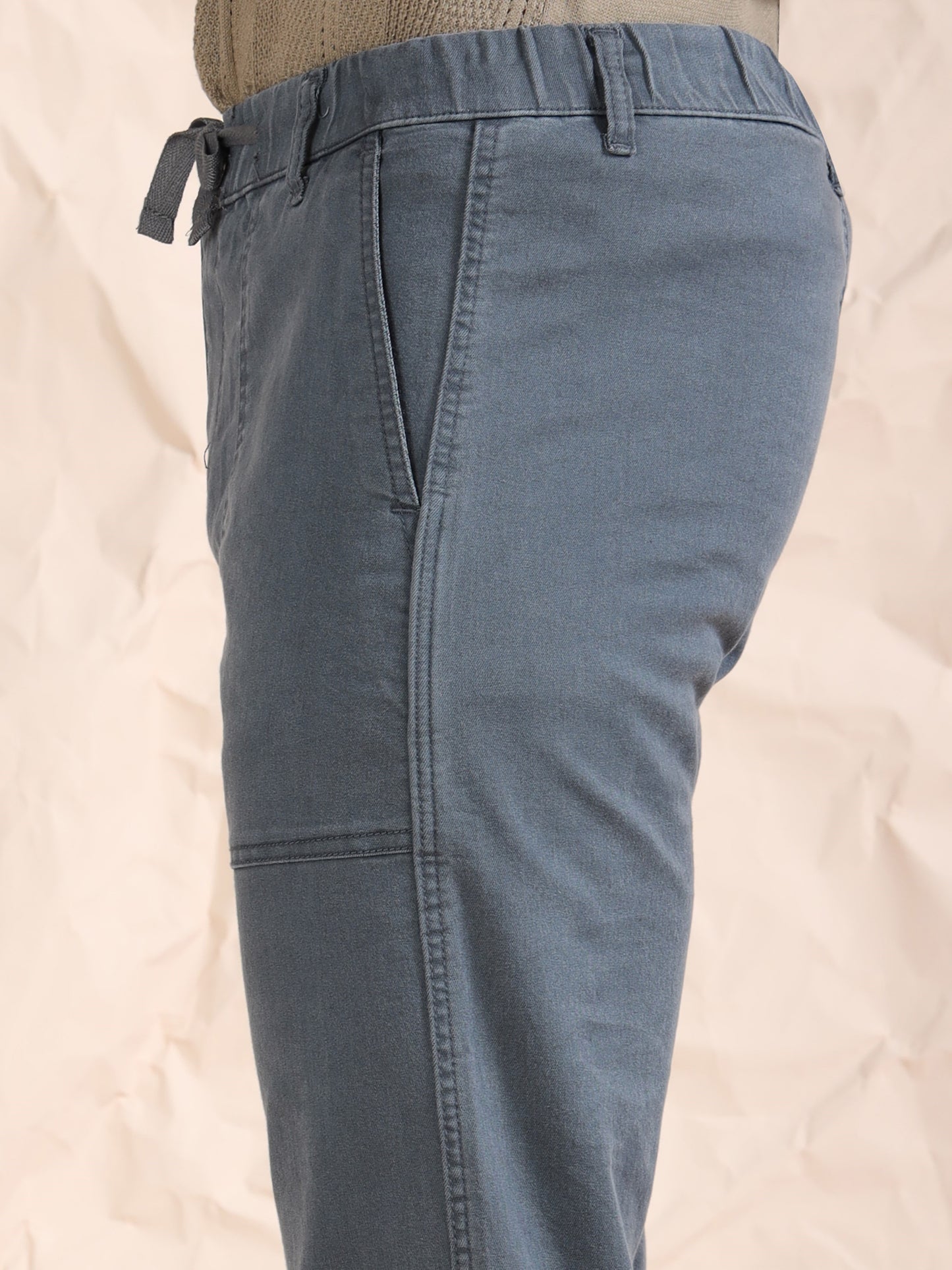 Grey Denim Cotton Blend Solid Mid Rise Pyjama