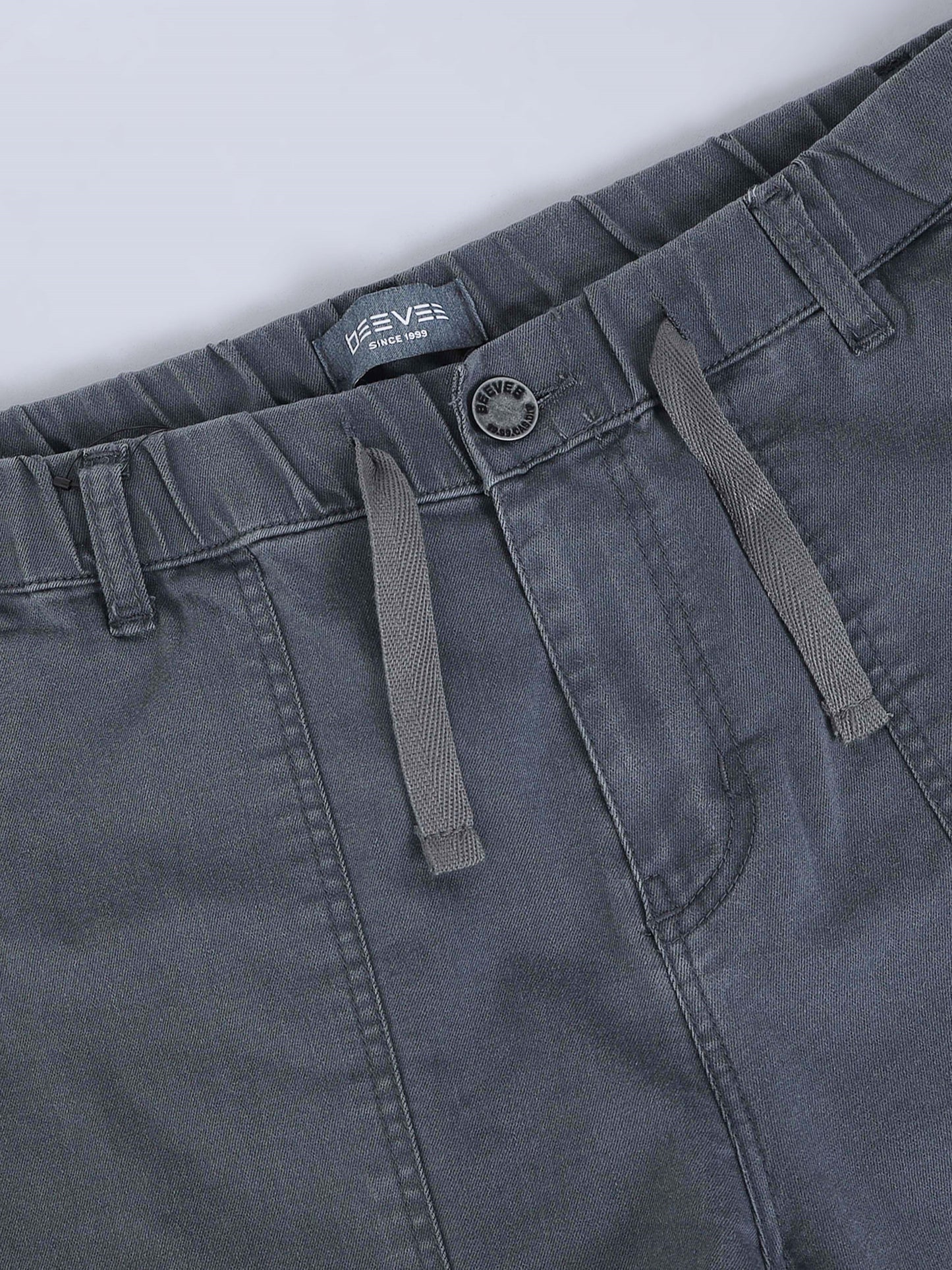 Grey Denim Cotton Blend Solid Mid Rise Pyjama