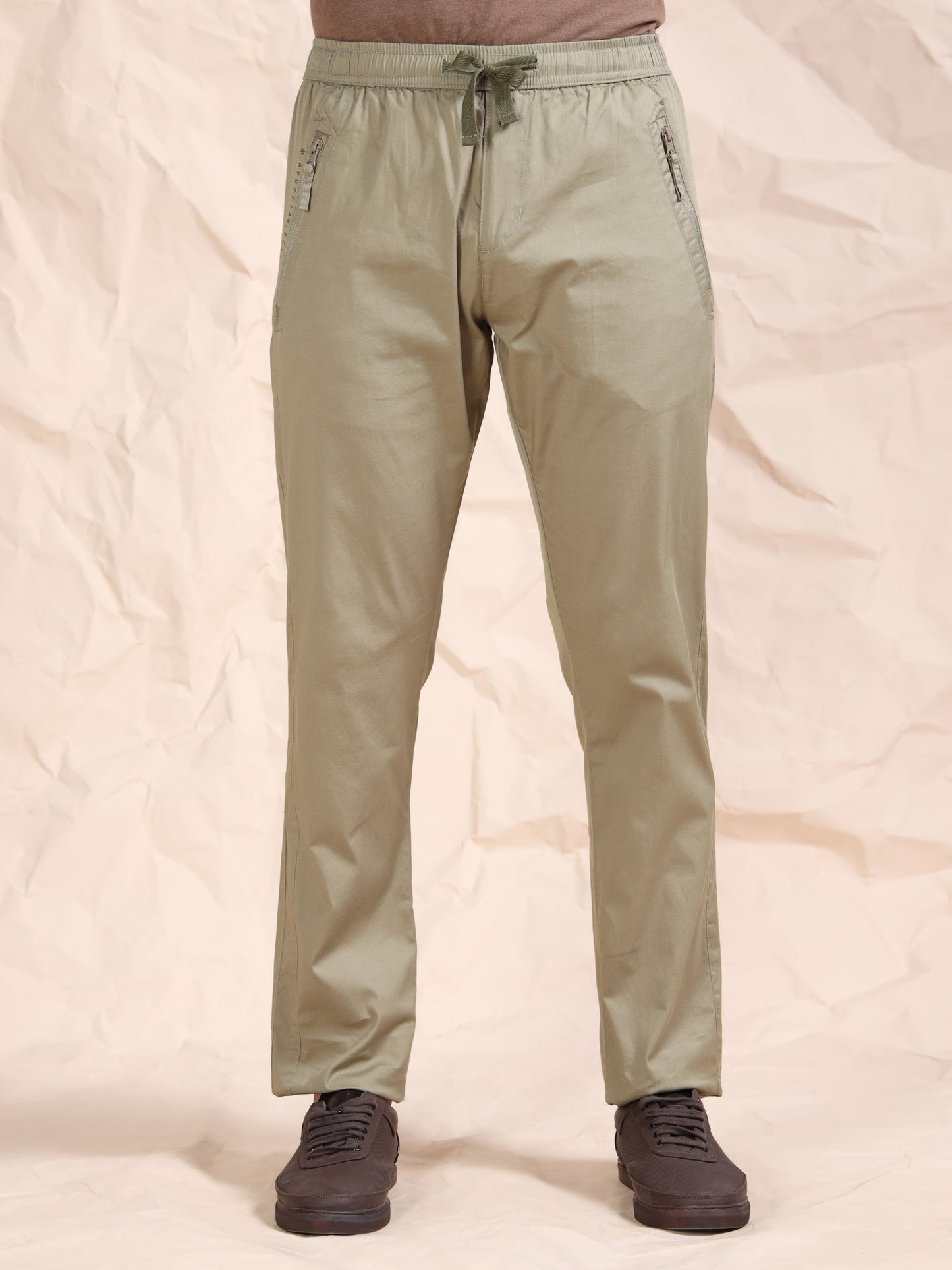 Olive Regular Fit Cotton Lycra Solid Pyjama