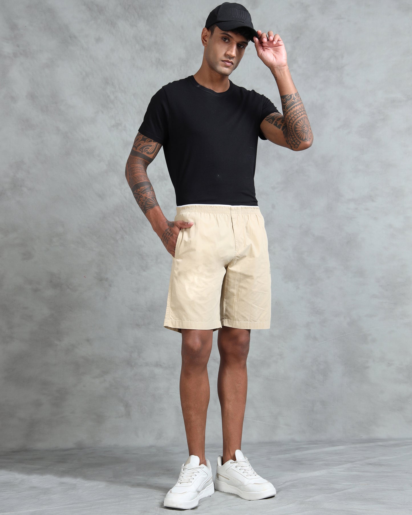 Solid Men Dark Beige Regular Shorts