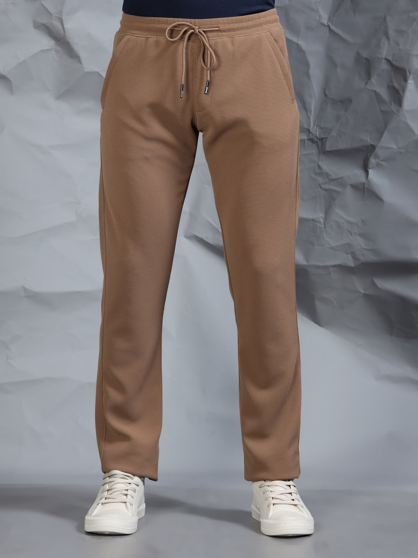 Waffle Structured Brown Track Pant