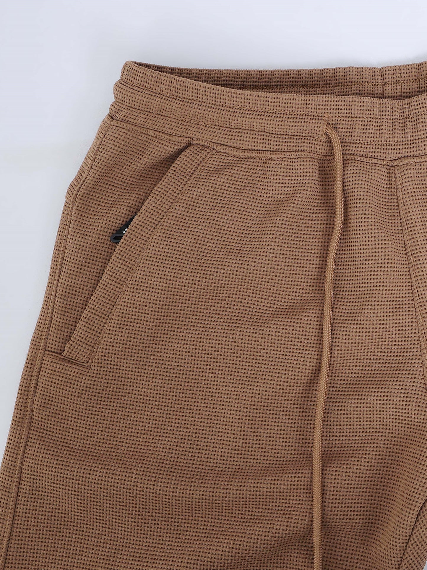Waffle Structured Brown Track Pant