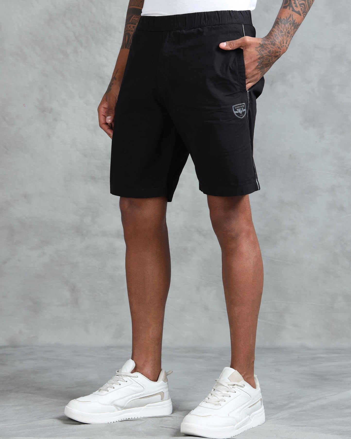 Solid Men Black Regular Shorts