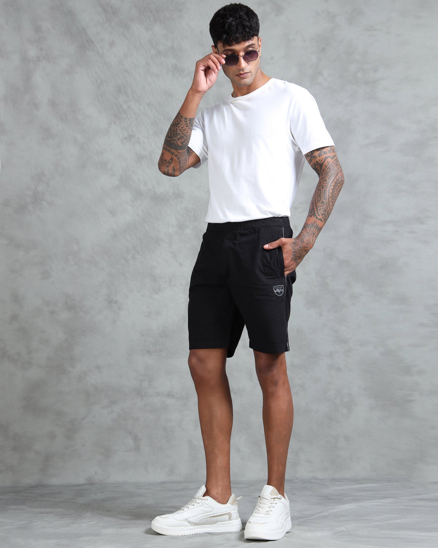 Solid Men Black Regular Shorts