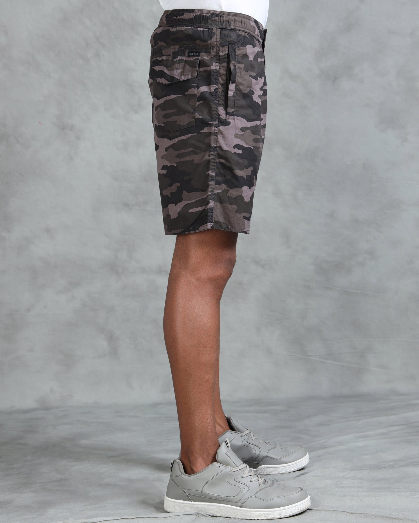 Men Grey Military Camouflage Printed Shorts